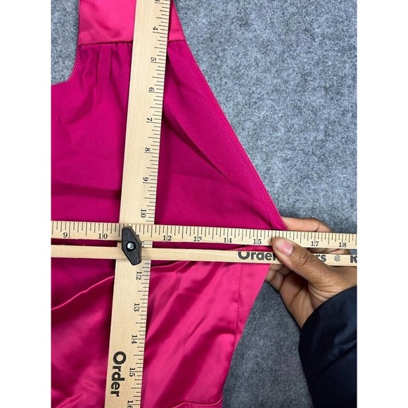 Revolve Dress Women Small Pink Halterneck Satin Plunging V Neck Open Back Midi - Picture 7 of 8